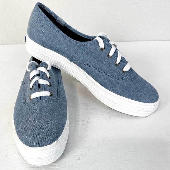 Keds Denim Blue Triple Core Lace Up Sneakers Size 8.5 - Picture 1 of 7